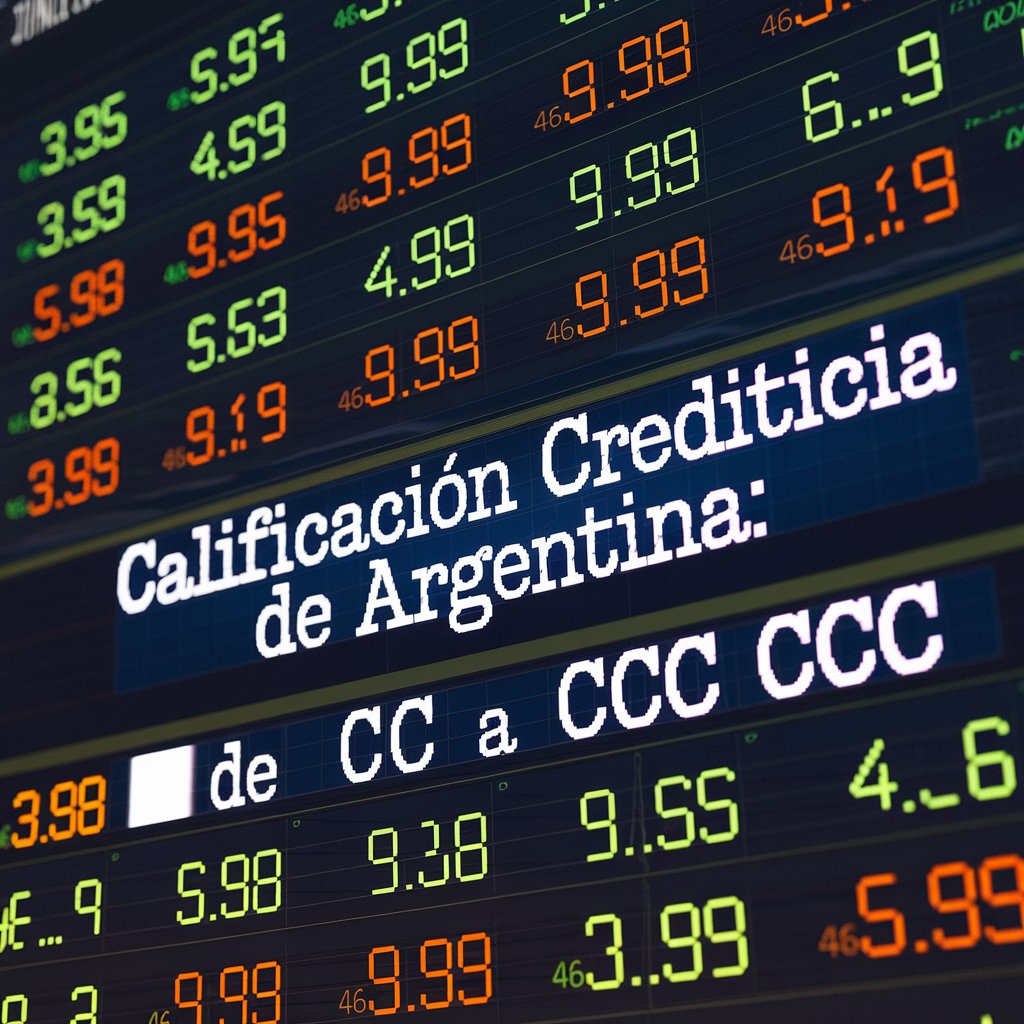 Calificación crediticia de Argentina en pantalla bursátil.